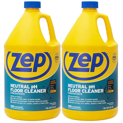 Zep Neutral PH Industrial Floor Cleaner - 1 Gallon - ZUNEUT128 - Concentrated Pro Trusted All-Purpose Floor Cleaner (Pack of 2)