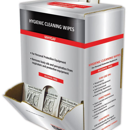 MAGID MMHYGAF Hygienic Wipes | Alcohol-Free Hygienic Wipes - for Use with Respirators, Removes Body Oils & Perspiration, 2 Dispensers (200 Total)