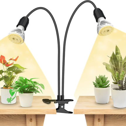 SANSI LED Grow Lights for Indoor Plants, 300W Full Spectrum Gooseneck Clamp Grow Lamp, 20W Power Plant Light with High PPFD for Seeding, Lifetime Free Bulb Replacement Plant Lights for Indoor, 2 Head