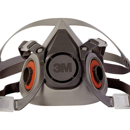 3M Half Facepiece Reusable Respirator 6200, NIOSH, Four-Point Harness, Comfortable Fit, Dual Airline Supplied Air Compatible, Bayonet Connections, Painting, Sanding, Cleaning, Medium