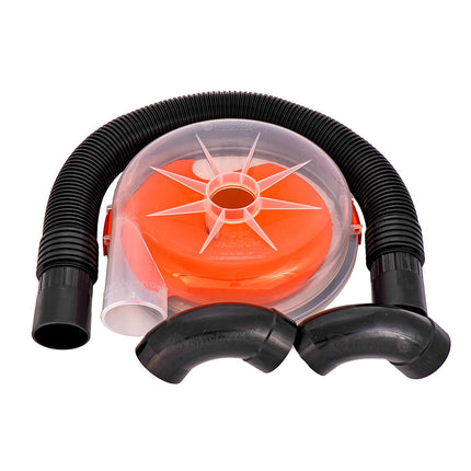 The Dustopper PRO, Low-Profile Dust Separator for Shop Wet/Dry Vacuums with at least 5HP. Includes High-Flow 90 Degree Sweep Elbows and Connection Hose. Fits Standard 5 Gallon Buckets, Made in USA