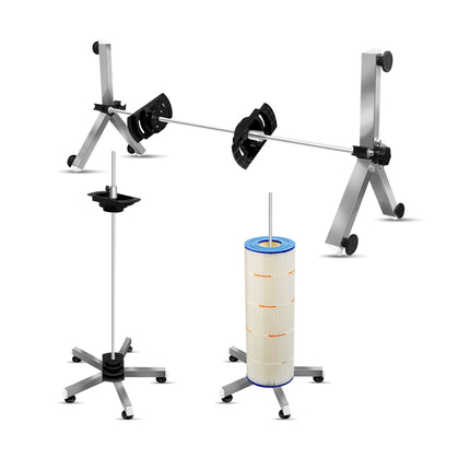 Pool Filter Cleaner Stand, Solid Aluminum Shaft Dual Vertical & Horizontal Use, Fits 3/4/6 Inch Filter Cartridges for Above Ground & In Ground Pool Daily Maintenance