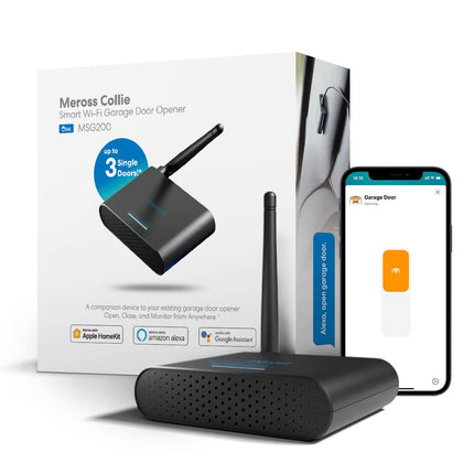 meross Smart Garage Door Opener Remote with External Antenna, Up to 3 Single Doors, Compatible with Apple HomeKit, Amazon Alexa, Google Assistant, SmartThings, App Control, No Hub Needed