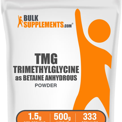 BulkSupplements.com Betaine Anhydrous Powder - Trimethylglyine, TMG Supplements, TMG Powder - Betaine TMG - Gluten Free, 1500mg per Serving, 500g (1.1 lbs)