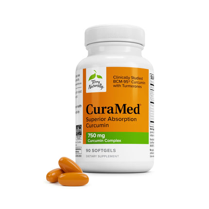 Terry Naturally CuraMed 750mg - Antioxidant Supplement for Brain & Heart Health Support - Dietary Supplement with High-Potency Curcumin Complex - Kidney, Liver & Immune Health Support - 90 Softgels