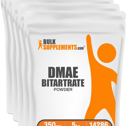 BulkSupplements.com DMAE Bitartrate Powder - Dimethylaminoethanol Bitartrate, DMAE Supplement - Unflavored & Gluten Free, 350mg per Serving, 1kg (2.2 lbs) (Pack of 5)