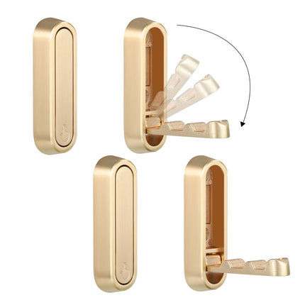 Dntorx Foldable Wall Hook, 40 lbs Heavy Duty Screw Mounted, Aluminum Alloy Flip-Down Gold Coat Hook, Space-Saving Folding Wall Hanger for Bathroom Bedroom Entryway Closet, Includes Screws (4 Pack)