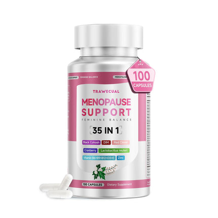 Menopause Supplements For Women, 400mg Black Cohosh & 200mg DIM for Hot Flashes, Night Sweats Relief & Hormone Balance, 35-in-1 with Probiotics, Ashwagandha & Red Clover, 100 Capsules/50-Day Supply