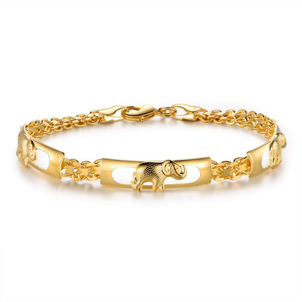 Barzel 18K Gold Plated Elephant Bracelet For Women Elephant Jewelry (Gold BR158)