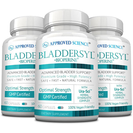 Approved Science Bladdersyl - Urinary Incontinence, Bladder Support - High Absorption - 60 Capsules - Pack of 3 - Vegan