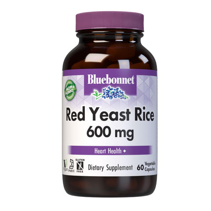 Bluebonnet Nutrition Red Yeast Rice 600 mg, Non-GMO, Vegan, Kosher Certified, Gluten-Free, Soy-Free, Dairy-Free, 60 Vegetable Capsules, 60 Servings