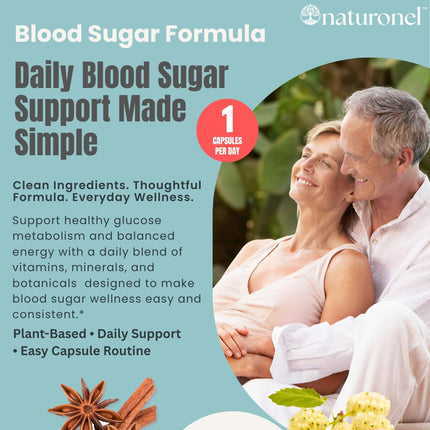Naturonel Blood Sugar Formula – Metabolic Support with Cinnamon, Banaba, Bitter Melon, Guggul, Licorice, Gymnema, Juniper, Alpha Lipoic Acid & Chromium | Made in USA, GMP Certified