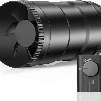 Hon&Guan 4 Inch Inline Duct Fan with Upgrade Controller - 130 CFM Airflow with 6W Ultra-Low Power and Low Noise