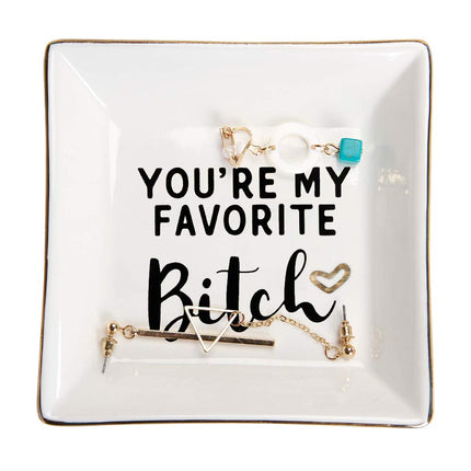 HOME SMILE Ring Trinket Dish Jewelry Tray-My Favorite, Funny BFF Birthday Gifts for Women