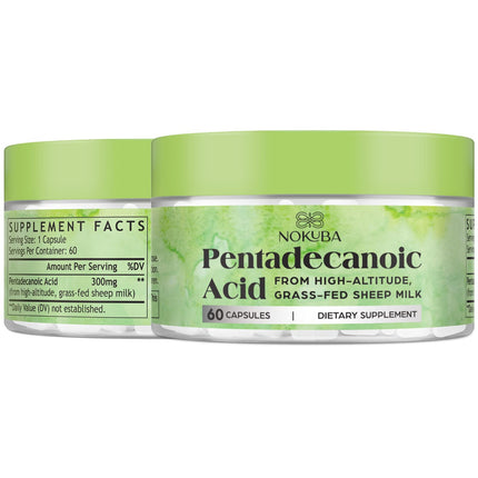 Nokuba Pentadecanoic Acid C15:0 Supplements 300mg High-Altitude Sheep Milk Sourced | 60 Capsules
