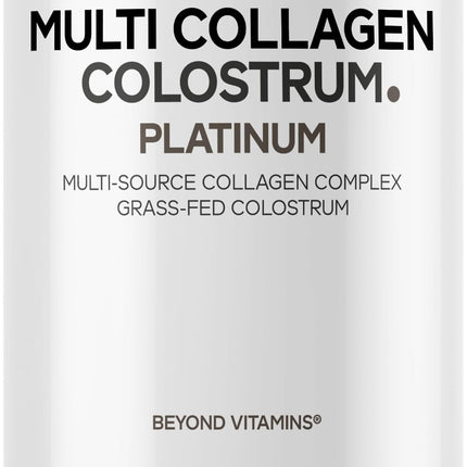 Codeage Multi Collagen Colostrum Powder Platinum - Hydrolyzed Grass-Fed Bovine Collagen Peptides, Grass-Fed Bovine Colostrum Supplement, Vitamin C, Biotin, Hyaluronic Acid, Lactoferrin - 13.4 Oz.