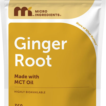 Micro Ingredients Ginger Root with MCT Oil, 360 Softgels | Fresh Ginger Root Extract | Herbal Supplements for Women & Men | Non-GMO, Gluten Free, Soy Free