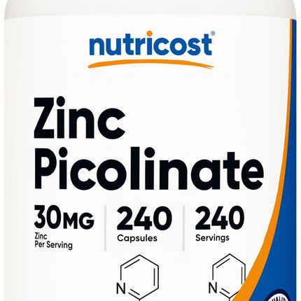 Nutricost Zinc Picolinate 30mg, 240 Capsules - Gluten Free and Non-GMO