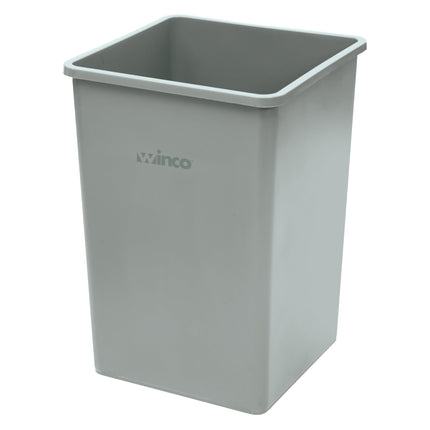Winco 35 Gallon Gray Commercial Square Plastic Trash Can