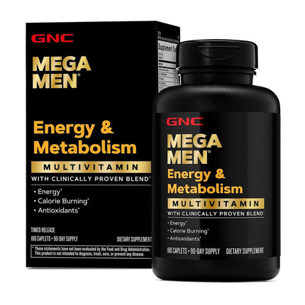 GNC Mega Men Energy & Metabolism Multivitamin for Men | Antioxidants and Increased Calorie Burning | 180 Count