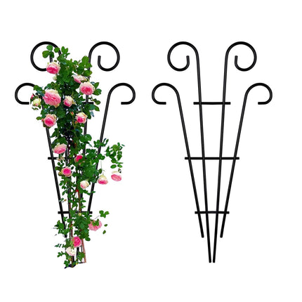 2 Pack 31 Inch Black Coated Wave Pot Metal Trellis Stakes for Climbing Plants Patio Plant Support for Outdoor,Rose, Vegetable Flower, Backyard
