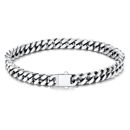 U7 Silver Bracelet for Men Stainless Steel Cuban Link Bracelets 5mm 7.5"
