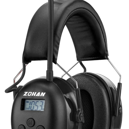 ZOHAN AM/FM Radio Headphone with Digital Display,Ear Protection Noise Reduction Earmuffs,Comfortable Hearing Protector(Black, Radio)