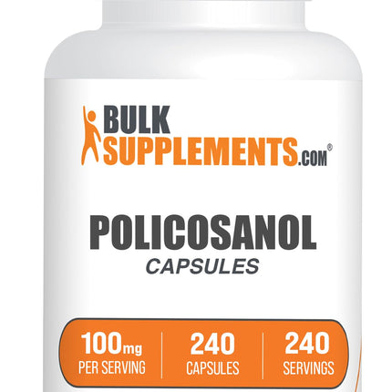 BulkSupplements.com Policosanol Capsules - from Sugar Cane, Policosanol 100mg - Gluten Free, 1 Capsule per Serving, 240 Capsules (Pack of 1)