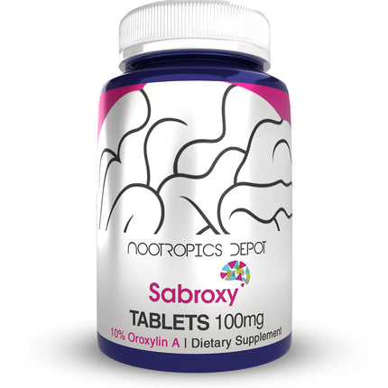 Nootropics Depot Sabroxy® Tablets | 100mg | 90 Count | Minimum 10% Oroxylin-A | Oroxylum indicum | May Help Promote Focus & Motivation | May Help Promote Cognitive Function