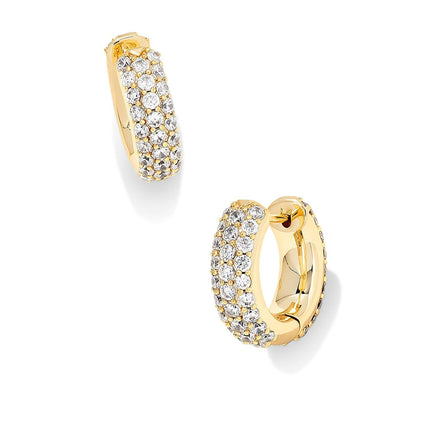 Kendra Scott Mikki Pave Huggie Earrings in 14k Gold-Plated Brass, Fashion Jewelry For Women