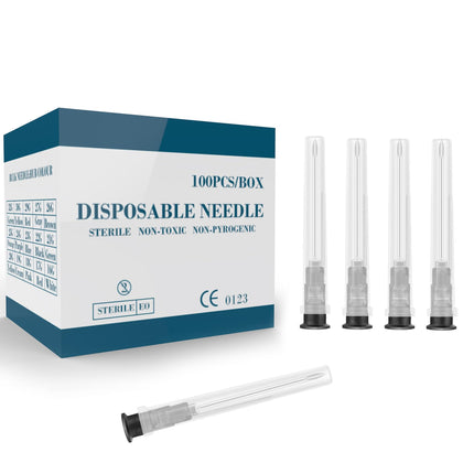 100 Pcs 22G 1 Inch Disposable Needle, Luer Lock Individually Wrapped