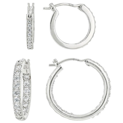 JTV 1.14 CTTW Cubic Zirconia Hoop Earrings - Platinum-Plated Silver