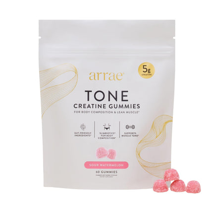 Arrae Tone Gummies – Creatine Monohydrate 5g for Women – Support Lean Muscle, Strength & Recovery – Sour Watermelon – 60 Count