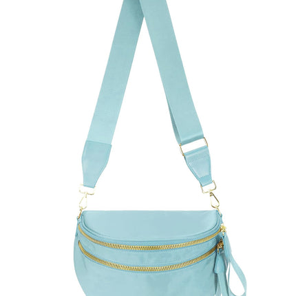 Pure Colour Crossbody Bag Bum Bag for Women,Spacious Purse Fanny Packs Belt Bag,Oversized Bum Bag (Colour Bum Bag-Ice Blue)
