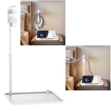 Retractable CPAP Hose Holder for Bed - Adjustable Tube Hanger with Nightstand CPAP Machine Tray, Organizes Mask & Accessories, Compact Design