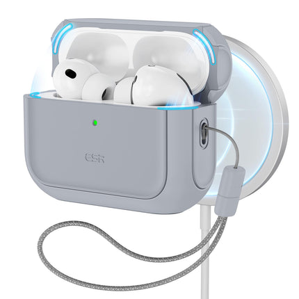 ESR for AirPods Pro 3 Case, Compatible with AirPods Pro 3rd Generation Case (2025), Compatible with MagSafe, Full Drop Protection Cover with Lanyard, Gray