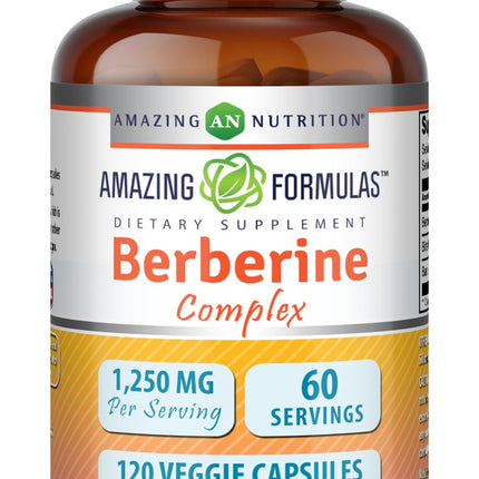Amazing Formulas Berberine with Bitter Melon & Banaba Extract Complex | 1250 Mg per Serving |120 Veggie Capsules | Non-GMO | Gluten-Free | Made in USA