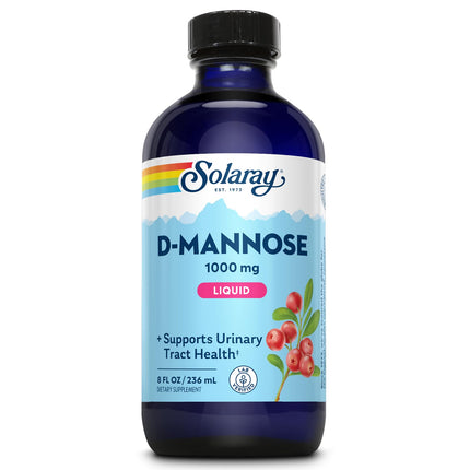 SOLARAY D-Mannose 1000 mg Liquid Formula with CranActin Cranberry Extract - D Mannose Cranberry Supplement for Women & Men, Urinary Tract & Bladder Health Support with Vitamin C - 8 fl oz