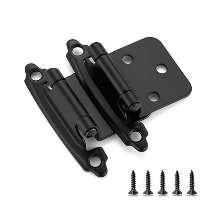 Ravinte 60 Pack (30 Pairs) 1/2" Overlay (Variable) Cabinet Hinges, Self-Closing Semi-Concealed Face Mount, Matte Black Decorative Hardware with Door Bumpers for Kitchen & Cupboard Doors