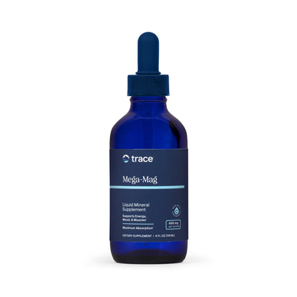 Trace Minerals Mega-Mag - Liquid Magnesium Supplement for Vitality & Energy Support - Muscle, Bone & Nerve Health - Natural Daily Drops - Non-GMO, Vegan & Gluten-Free - 4 fl oz (30 Servings)