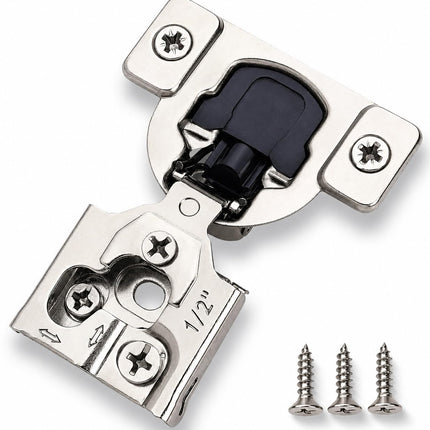 Decobasics 50 Pack Soft Close Cabinet Hinges – 1/2" Overlay for Kitchen Cabinet Doors, Slow Self-Closing Concealed Hidden Hinges for Face Frame –Stainless Steel, 3-Way Adjustable & Quiet Close Damper