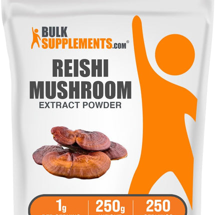 BulkSupplements.com Reishi Mushroom Extract Powder - Reishi Mushroom Powder, Supplement for Overall Well-Being - Gluten Free, 1g per Serving, 250g (8.8 oz) (Pack of 1)