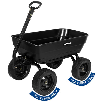 BILT HARD 7 Cu Ft Poly Garden Dump Cart 1200 lbs with No Flat Tires, Quick Release, 2-in-1 Convertible Handle, Dump Wagon Heavy Duty for Yard, Outdoor