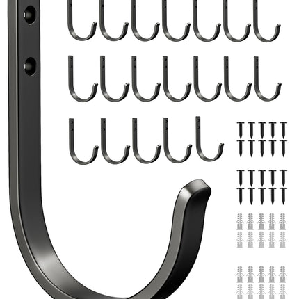 Josmimic 20-Pack Wall Hooks for Hanging Towel/Coat - 22LB Screw in Metal Hanger Wall Mount, for Outdoor, Closet, Door, Bathrooms, for Backpack, Robe, Black