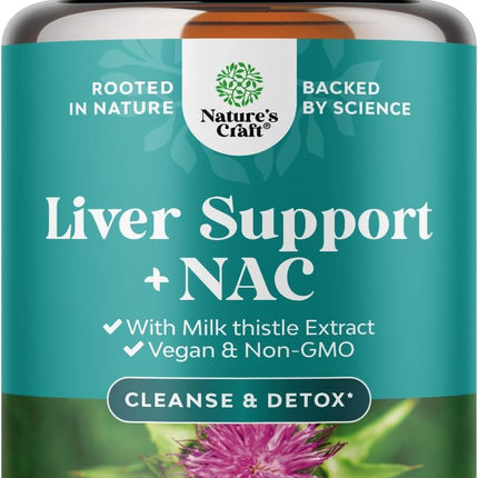 Liver Support NAC Supplement with Milk Thistle for Liver Cleanse Detox & Repair - N Acetyl Cysteine Supplement Liver Cleanse with Antioxidants, Turmeric, Choline, Dandelion & L-Glutathione - 120 Count