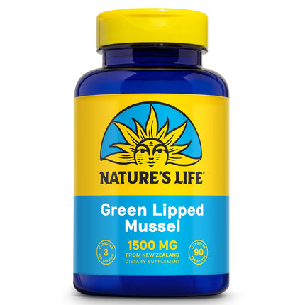 Nature's Life Green Lipped Mussel 1500 mg Capsules for Men and Women - New Zealand Green Lipped Mussel Supplement - Joint Health Support - 30 Servings, 90 Capsules
