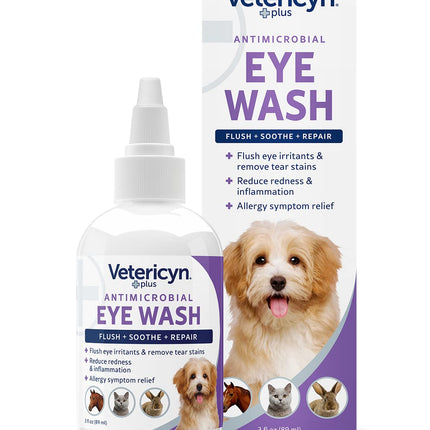 Vetericyn Plus Eye Wash, Dog & Cat Eye Drops, Allergy Symptom Relief, 3 oz