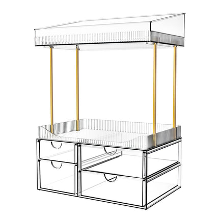SNSLXH 4-Tier Clear Makeup Organizer Bathroom Storage