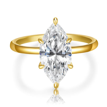 AVECON 3.5CT Marquise Cut Engagement Ring for Women, Wedding Promise Cubic Zirconia Band, 14K Gold Plated Simulated Diamond Rings Size 6.5