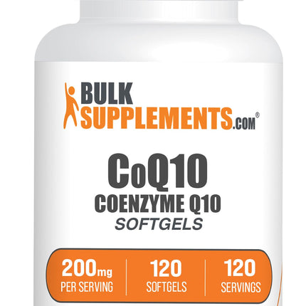 BulkSupplements.com CoQ10 200mg Softgels - for Heart Health, Coenzyme Q10 200mg Supplement, Gluten Free, 1 Softgel per Serving, 120 Count (Pack of 1)